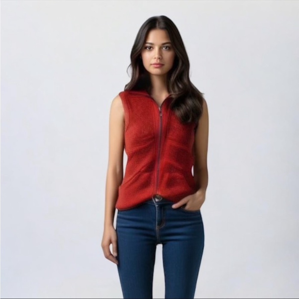 Chest size 38 Northern Watters Knitwear Heavy Red Wool Knit Vest